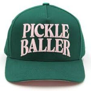 PICKLE BALLER Trucker Cap Dark Green Light Pink